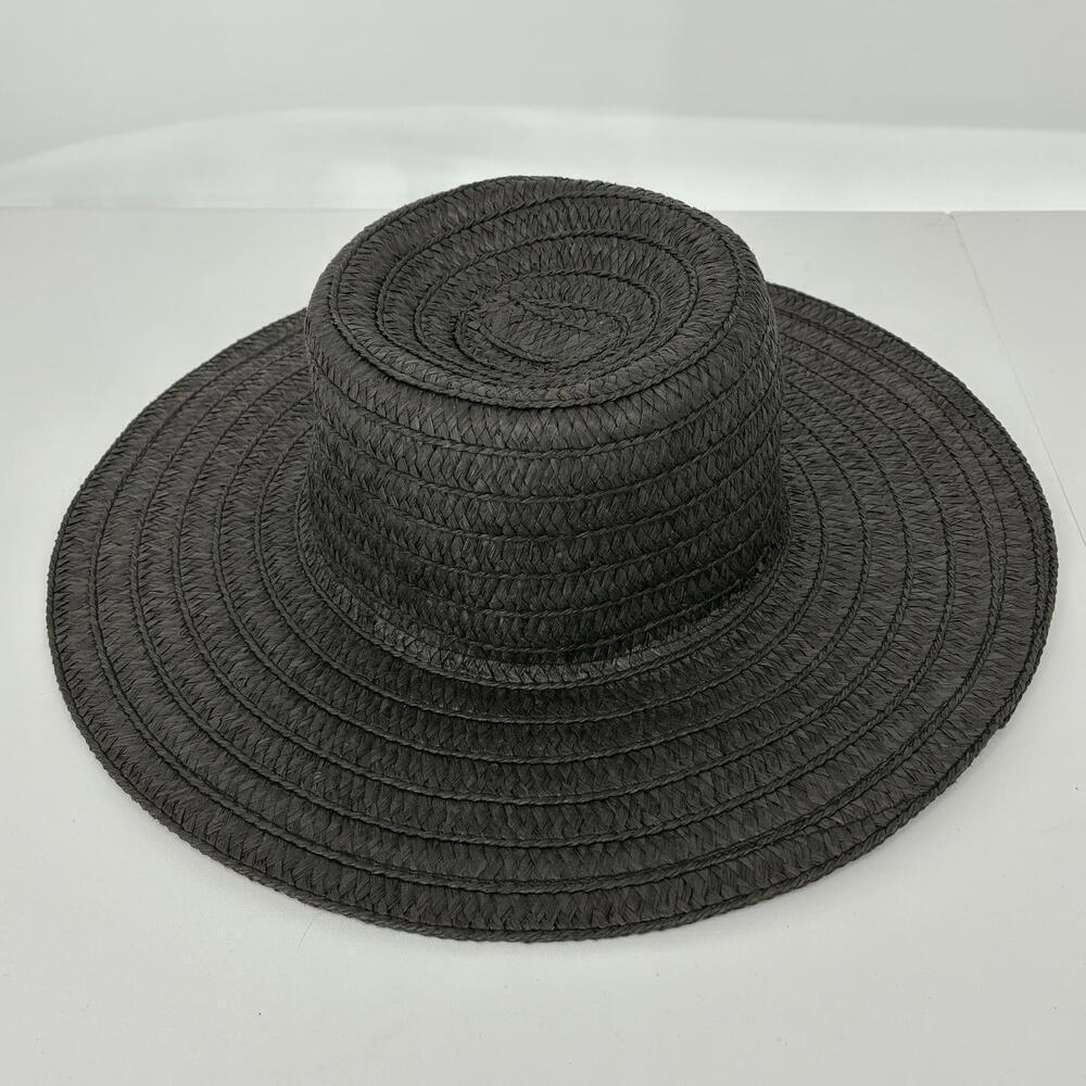 Time and Tru Black Wide Brim Straw Hat